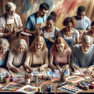 Neurodiverse adults creating art together