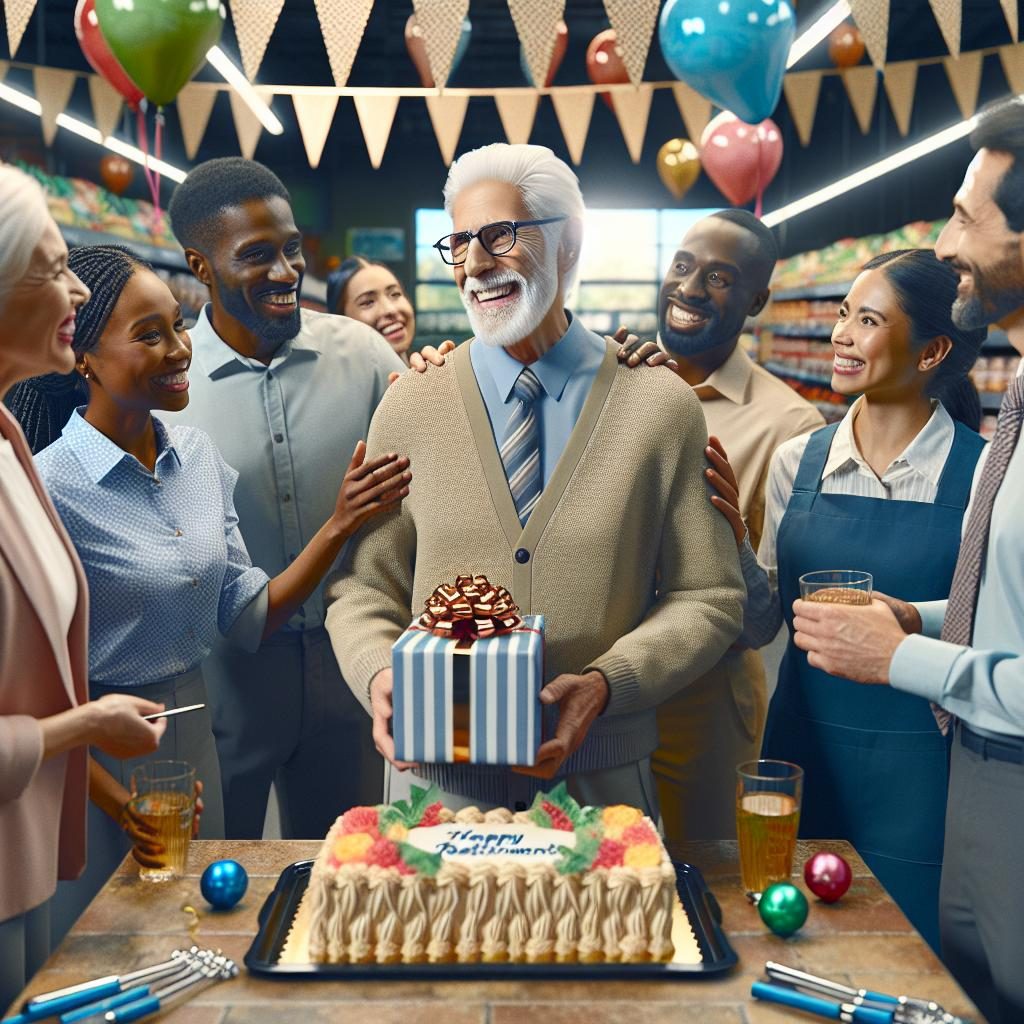 Retiring supermarket employee celebration