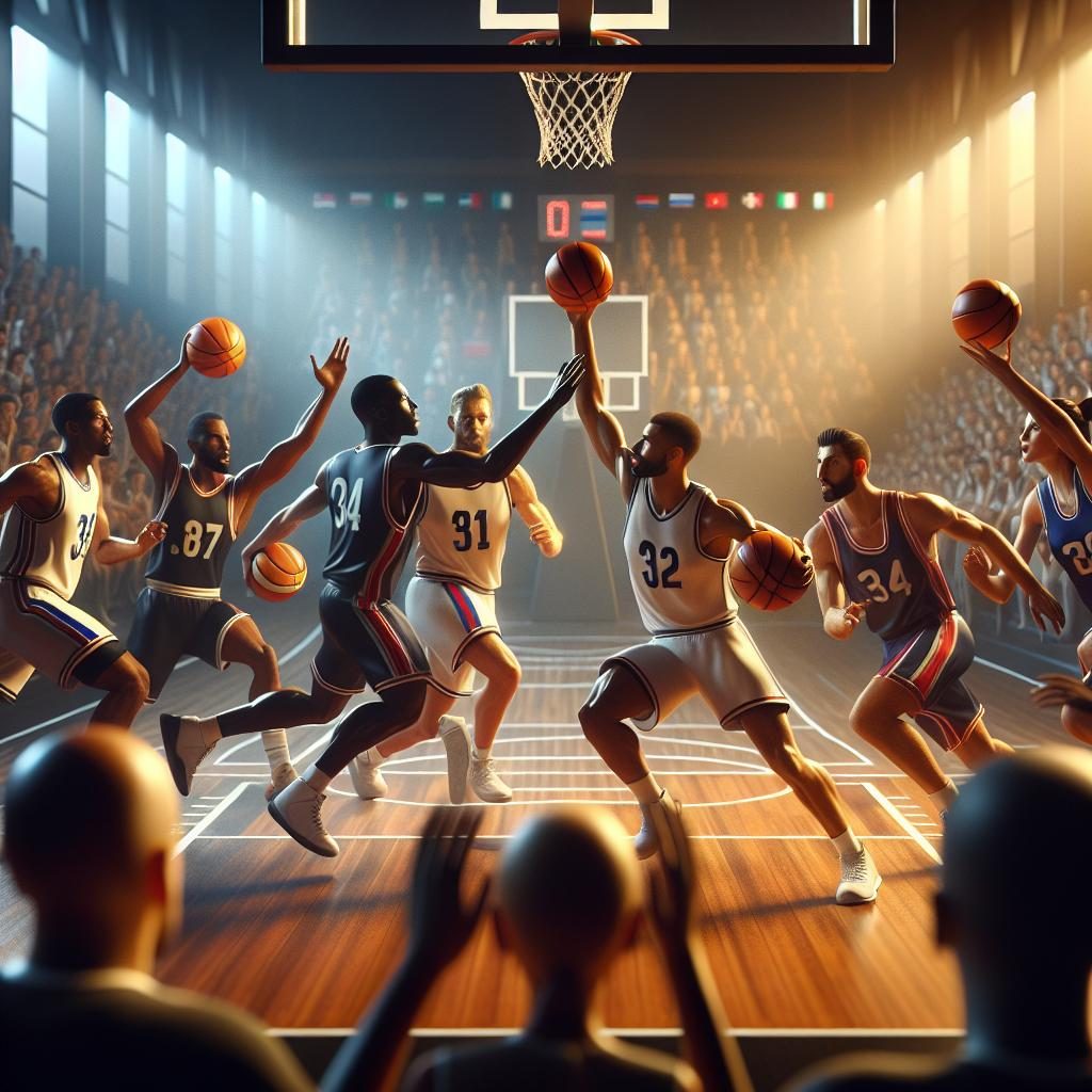 Basketball teams battling fiercely