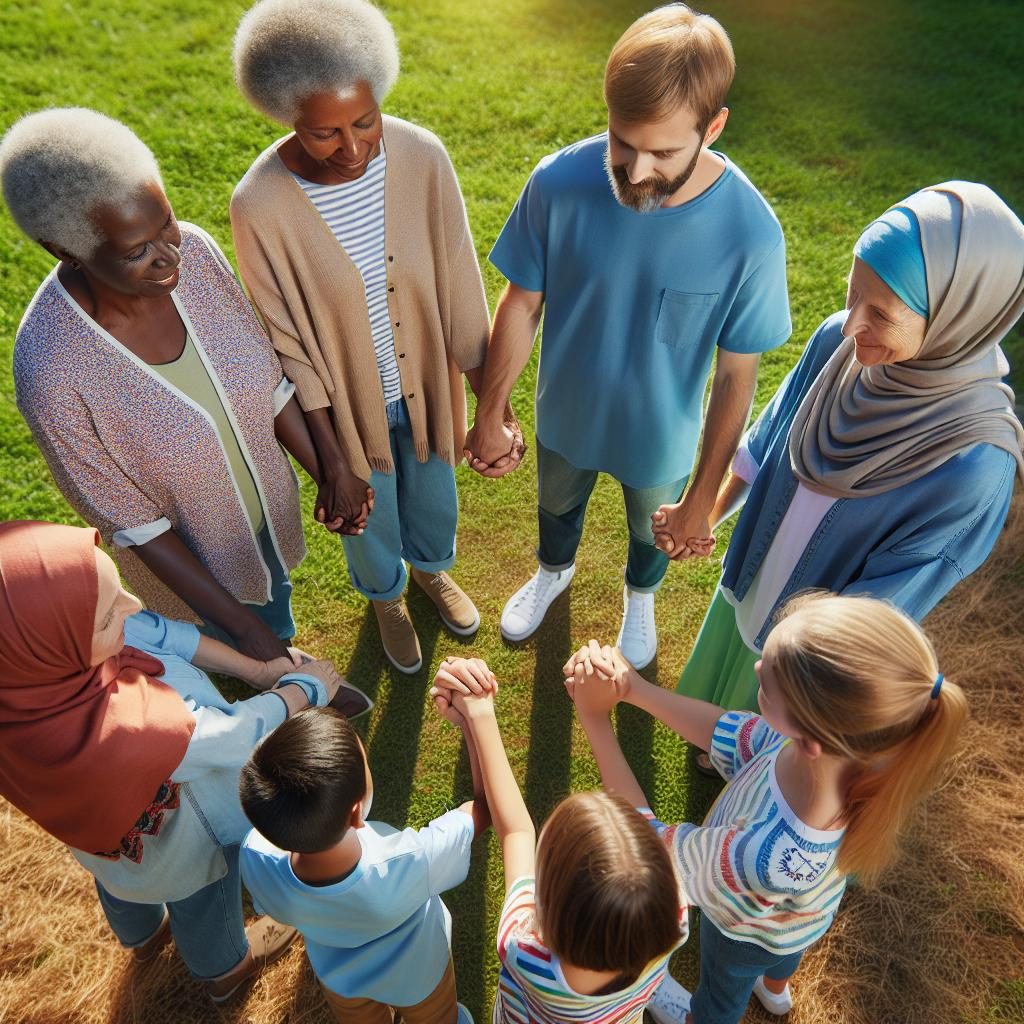 Community holding hands together
