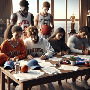 Signing athletic scholarships together