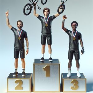 BMX racing celebration podium.