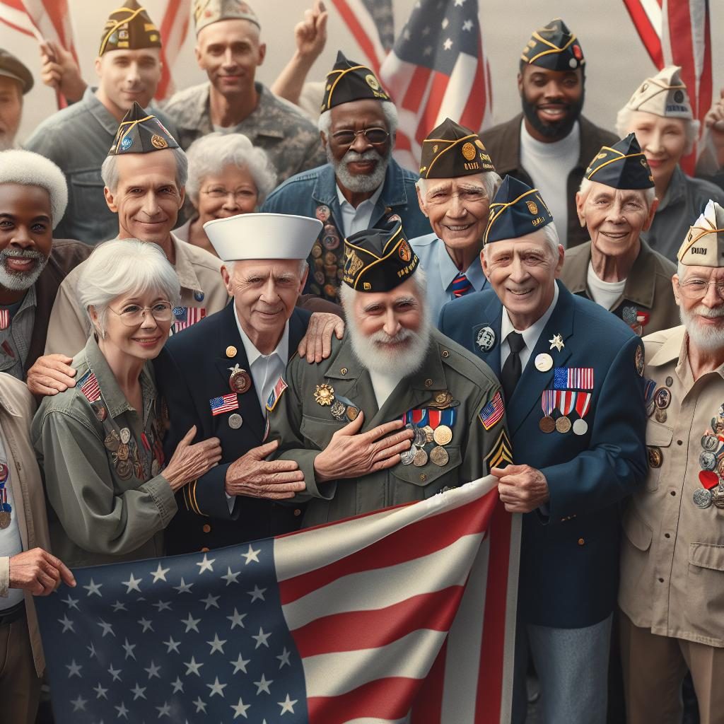 "Patriotic veterans honoring America."