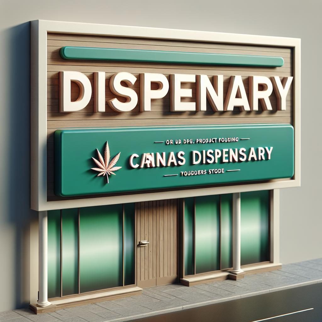 Cannabis dispensary storefront sign