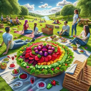 Colorful beet salad picnic