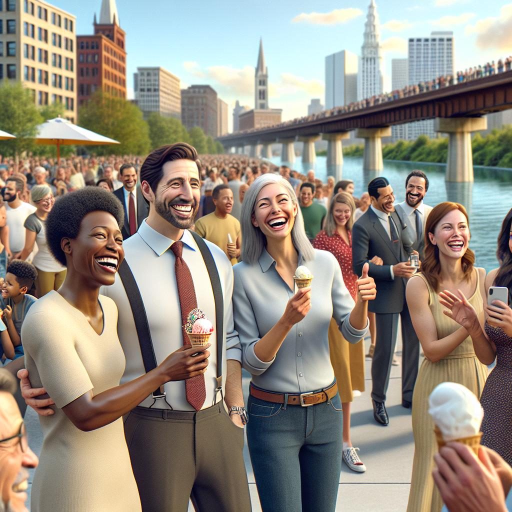 "Riverwalk reopening celebration scene"