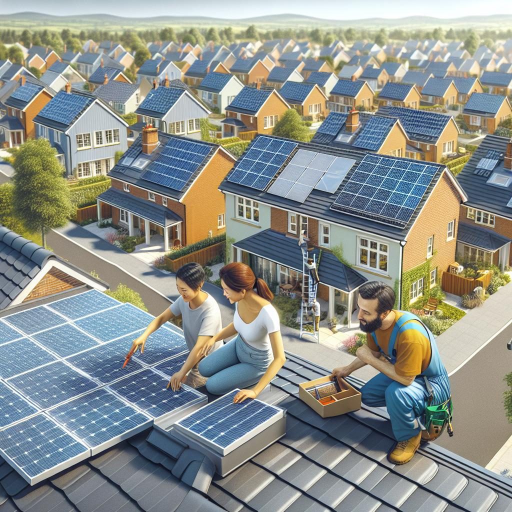 Solar panels on rooftops.