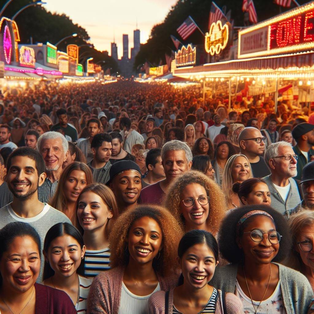 Festival crowd at Uptown twilight