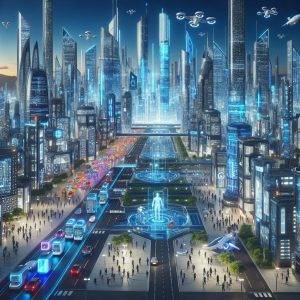 Futuristic smart city landscape