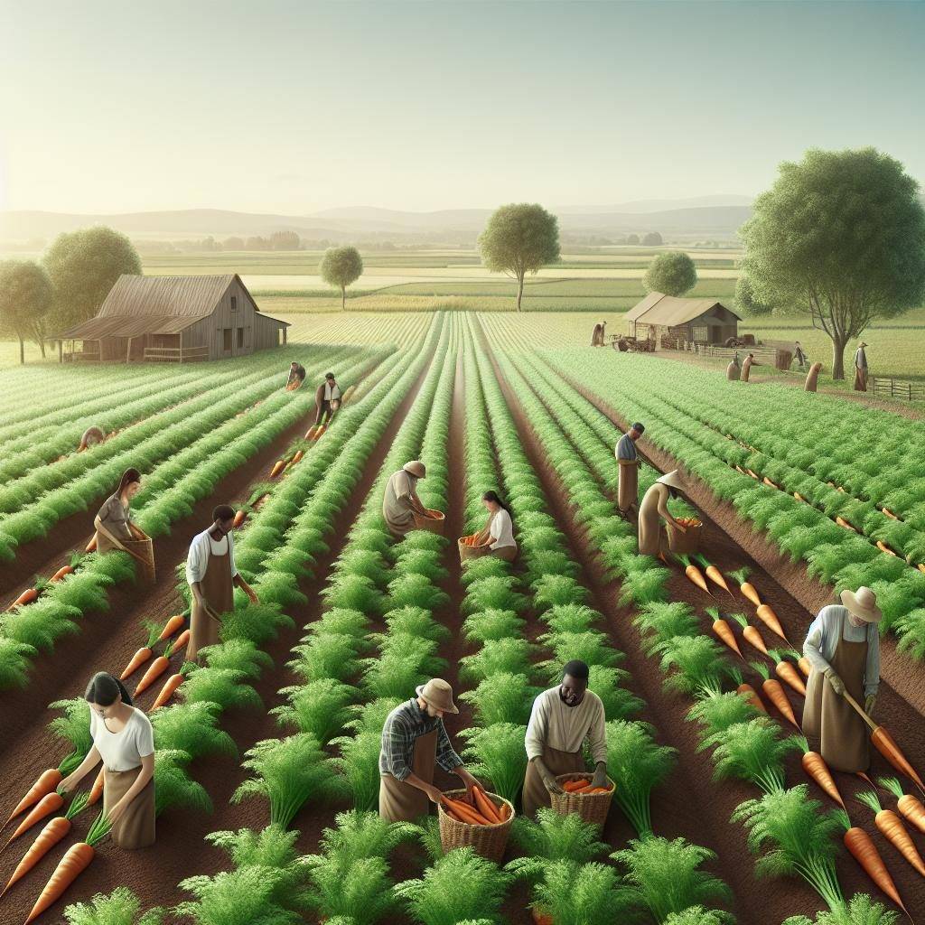 Rural carrot farm landscape.