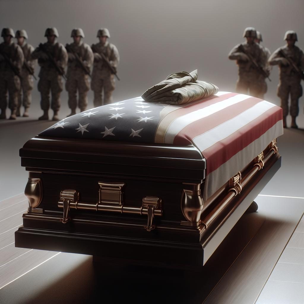 Soldier's coffin draped flag