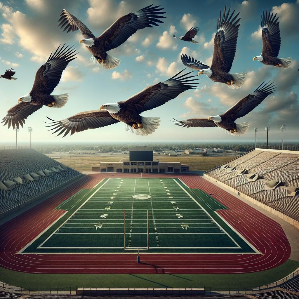 Eagles soaring above stadium