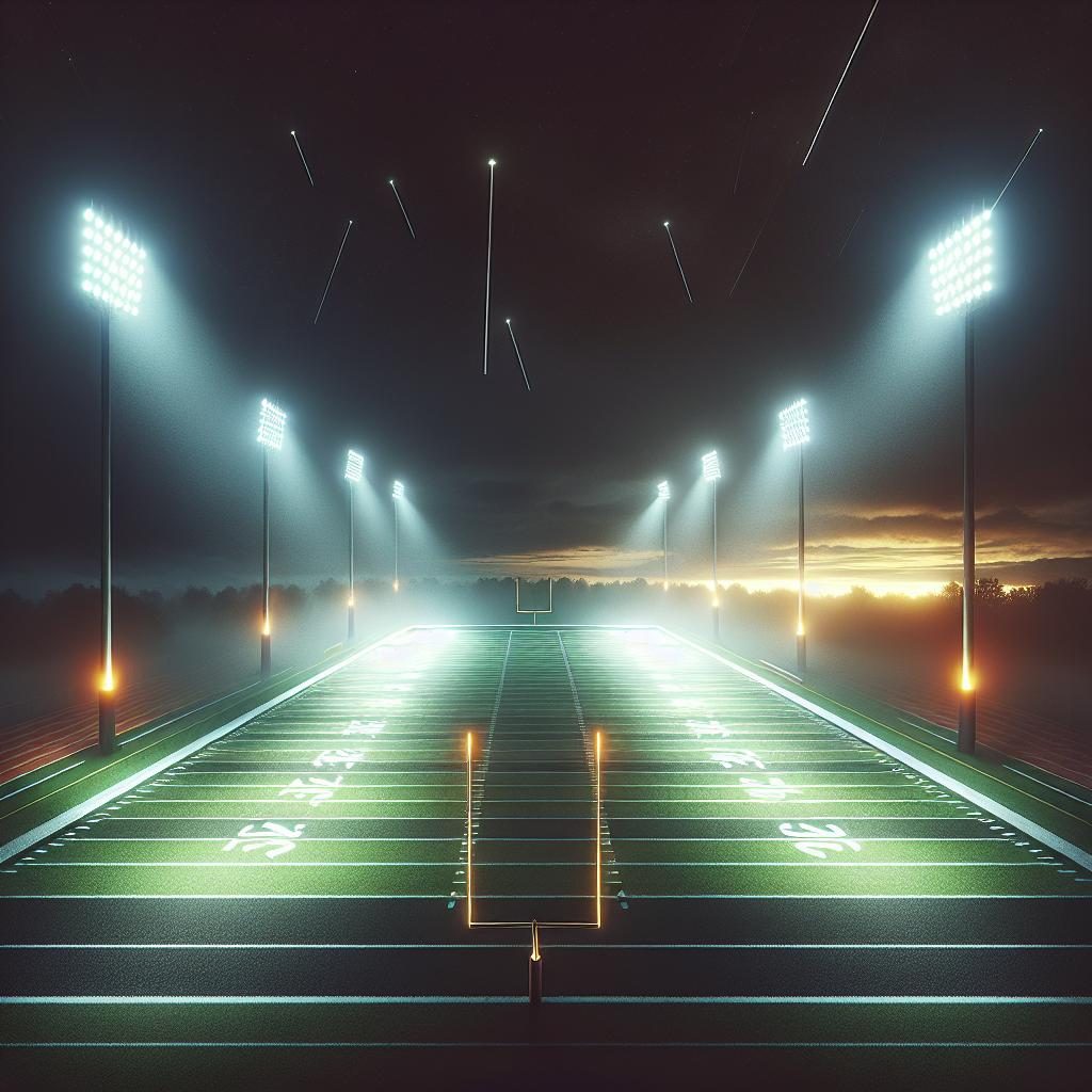 Football Field Lights On