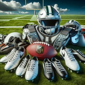 Football gear on field