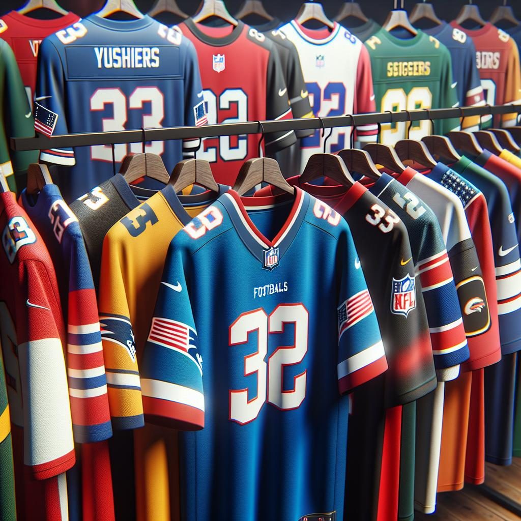 Football Jerseys Displayed