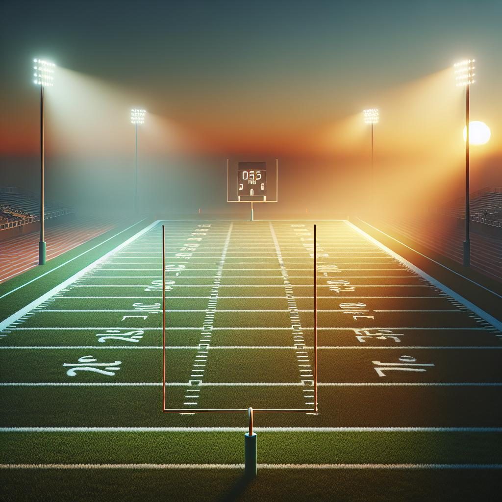 Football field at dusk