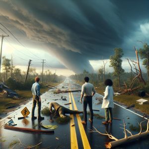 Stormy road aftermath