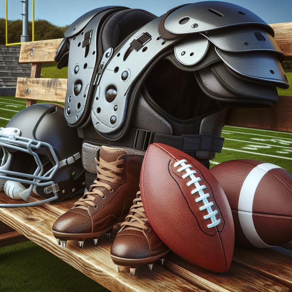 "Football Gear on Bench"