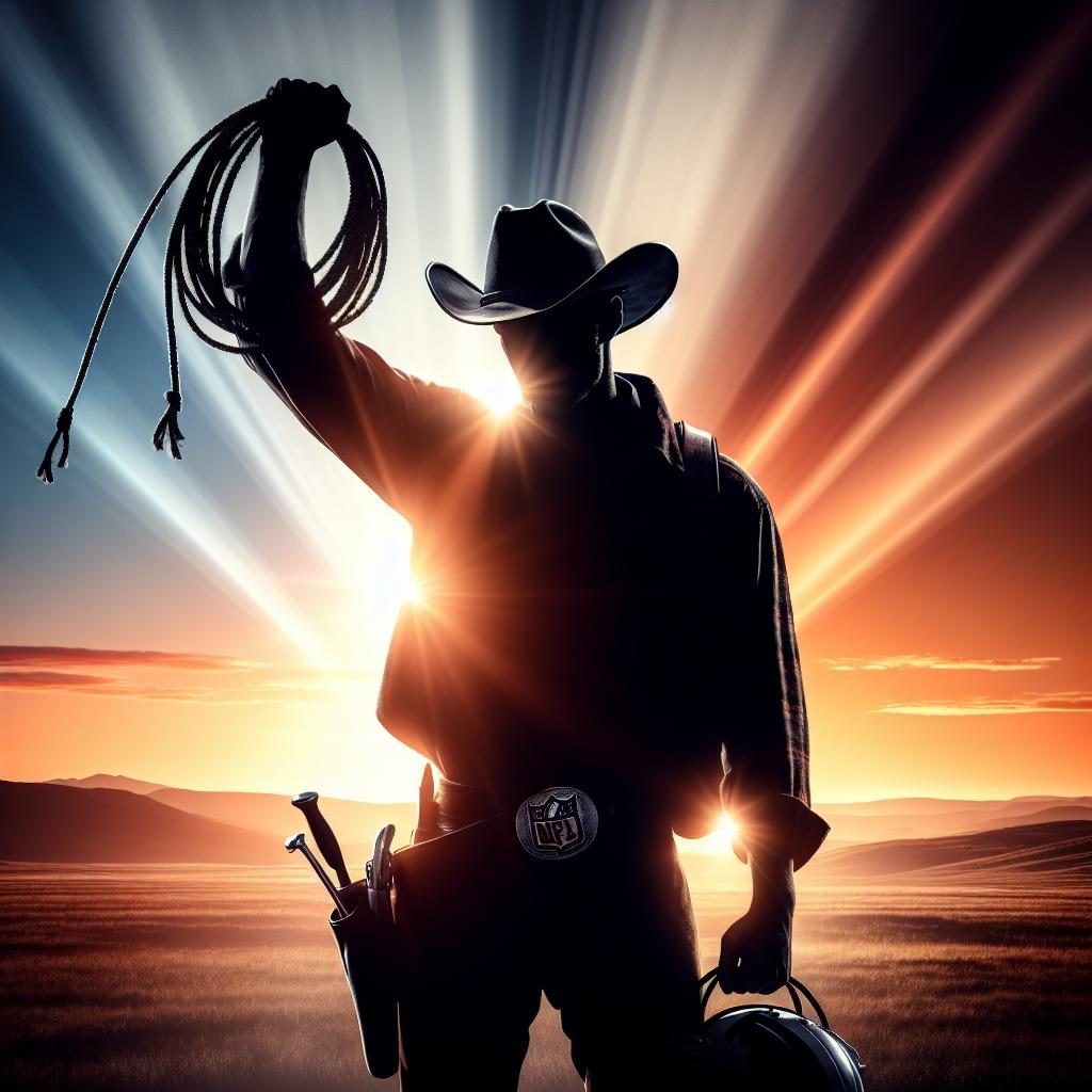 Victorious cowboy silhouette