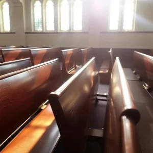 Church exterior with shadows