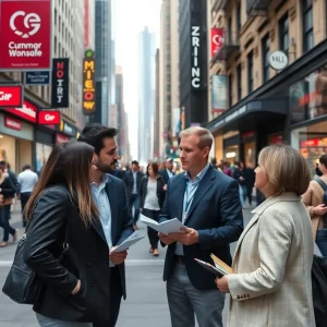 Marketing professionals discussing CMO strategies in New York City