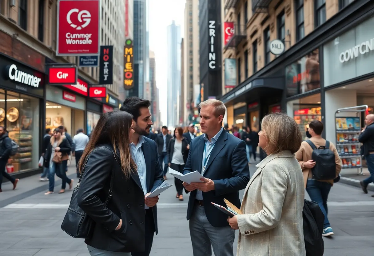 Marketing professionals discussing CMO strategies in New York City