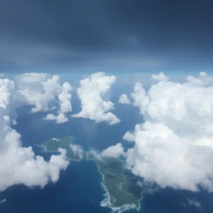 Aerial view of Tropical Storm Oscar over the Caribbean Sea