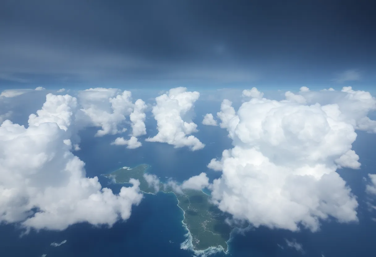 Aerial view of Tropical Storm Oscar over the Caribbean Sea