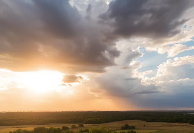 Austin weather forecast showing mixed conditions of rain and sun