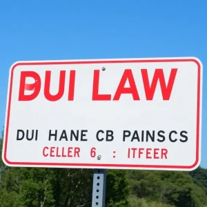 Road sign indicating DUI law changes and awareness.