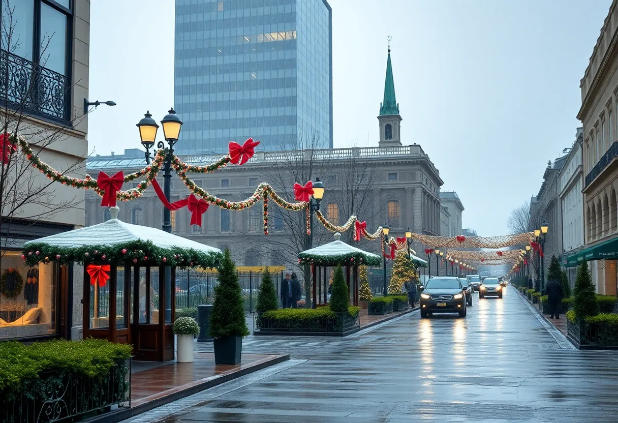 Columbia South Carolina Christmas scenery with rain