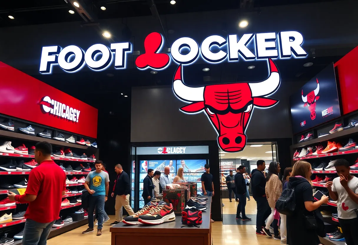 Foot Locker store showcasing Chicago Bulls partnership