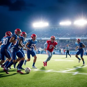 Northwestern football team in action during their game against Rock Hill.