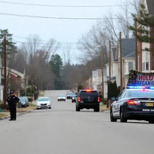 Police presence on a suburban street in Rock Hill, South Carolina during Christmas.