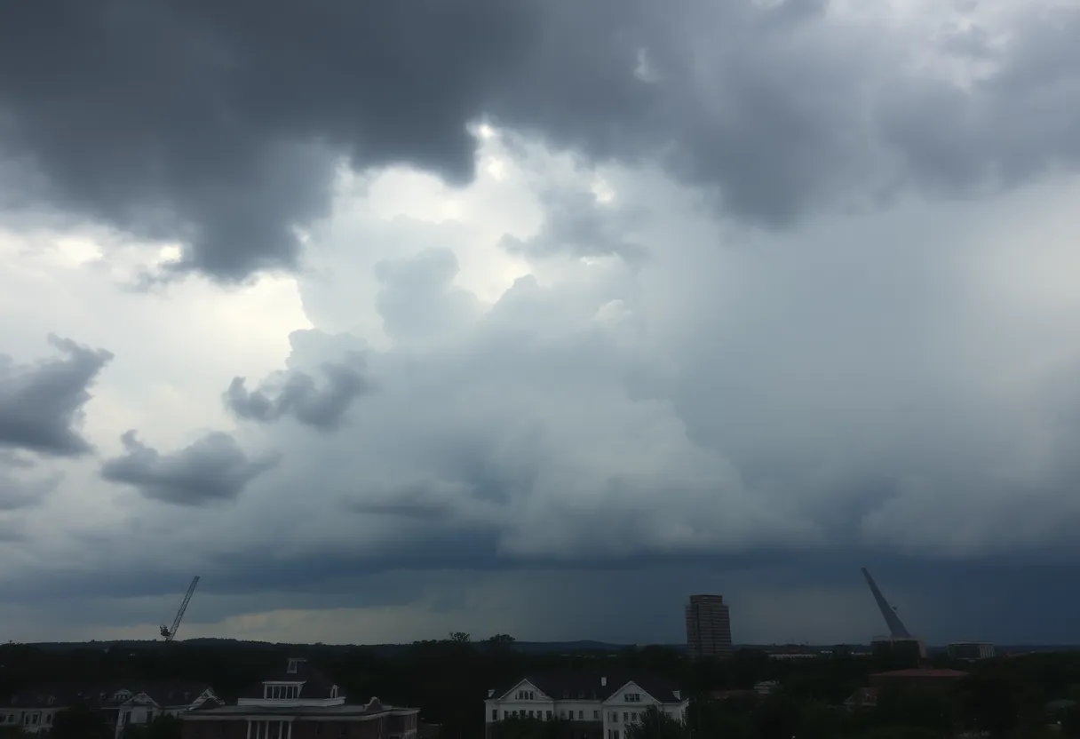 Dark storm clouds gathering over Columbia, SC