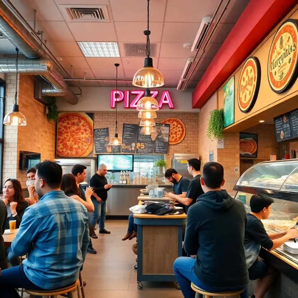 Guests enjoying New York-style pizza at Finale Pizza in Charlotte