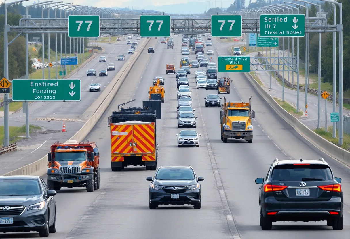 Traffic and construction on I-77 in Fort Mill.