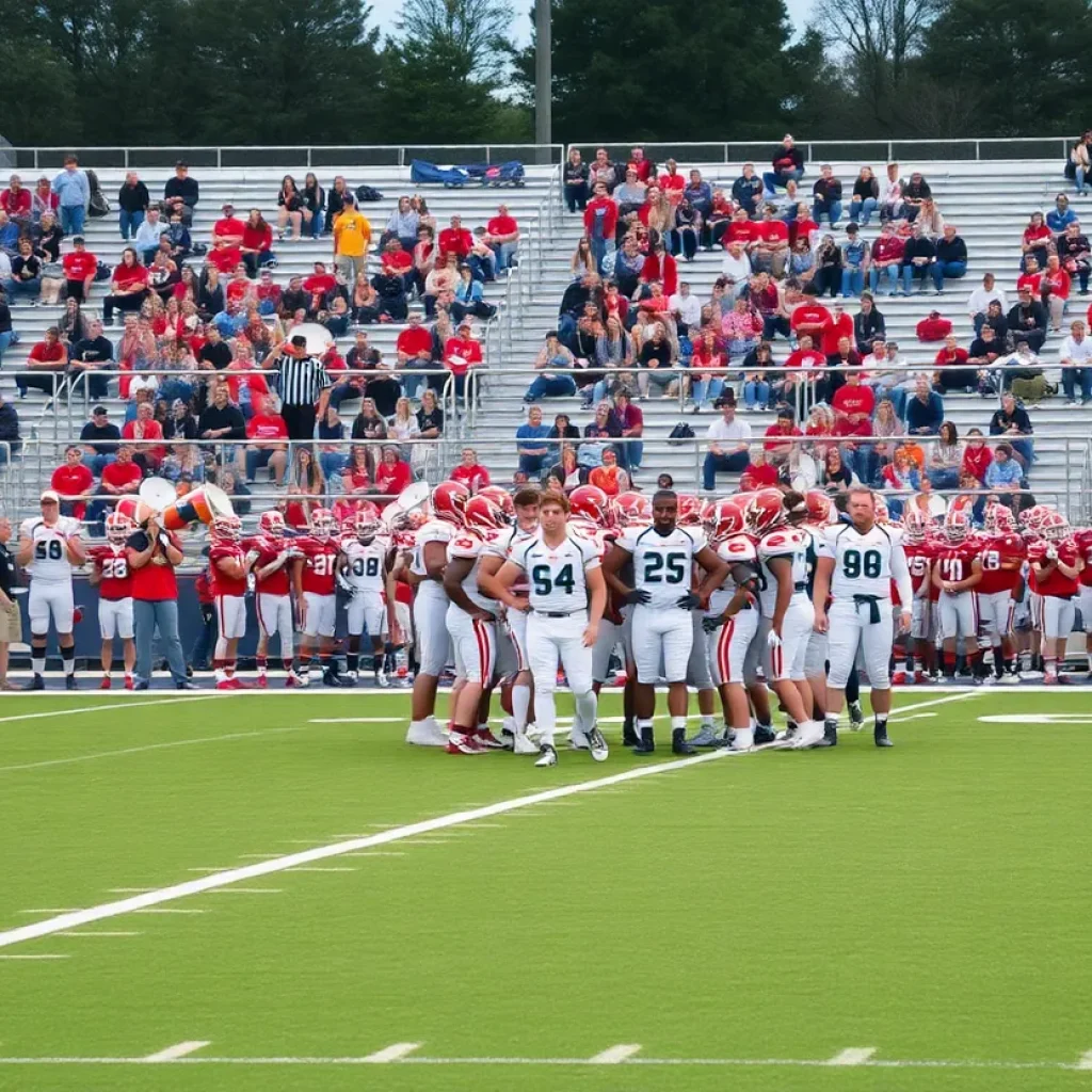 Excited crowd at Nation Ford High School football game