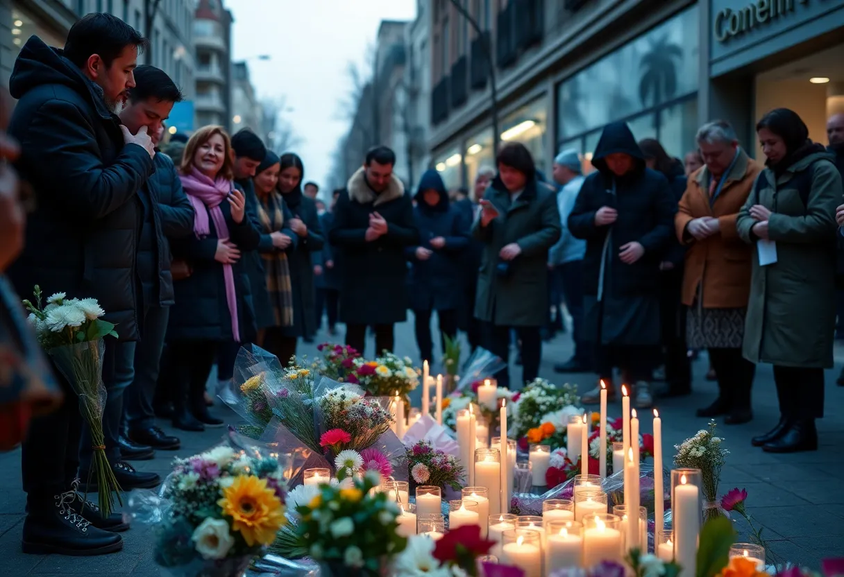 Memorial with flowers and candles for the victims of the New Year’s Day attack in New Orleans