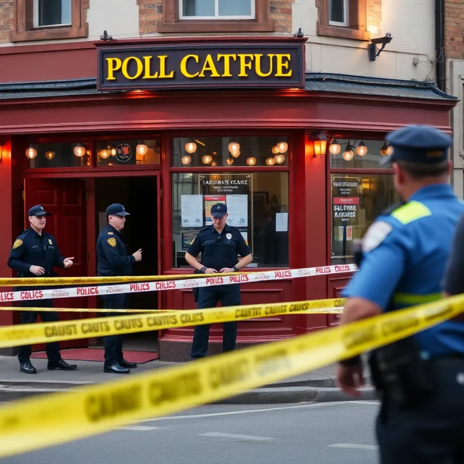 Pineville police officers at the scene of a shooting outside Tavern 51