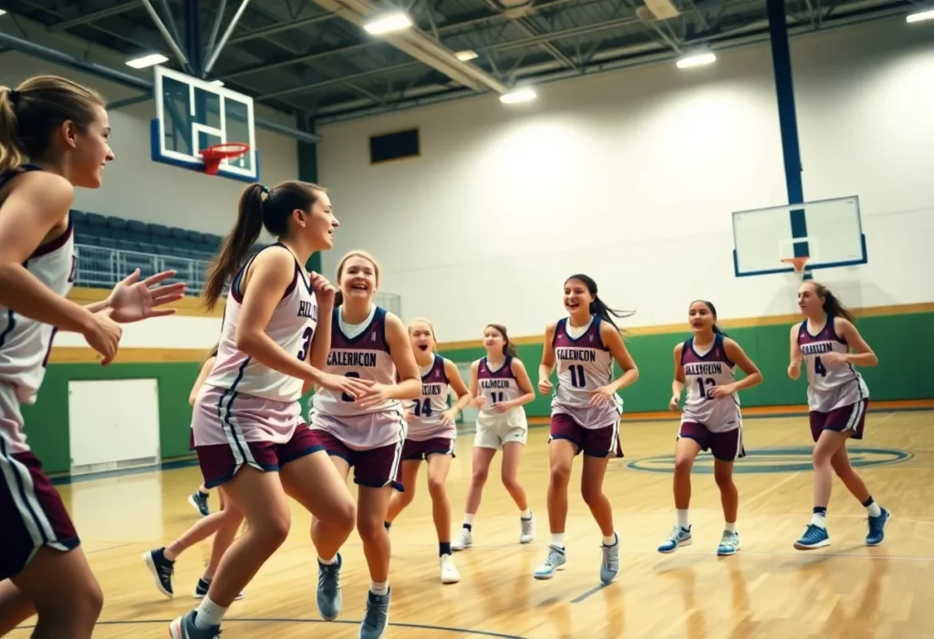 South Pointe School girls' basketball team competing on the court