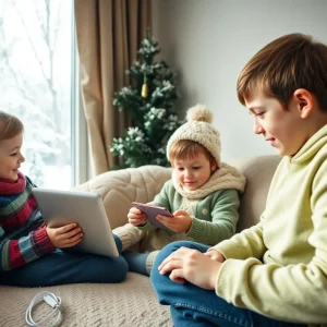 Children learning at home during York County Schools E-Learning Day due to snow