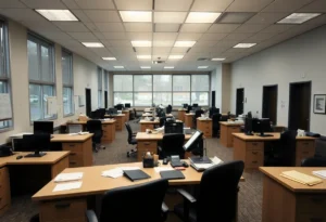 Empty federal office space indicating layoffs