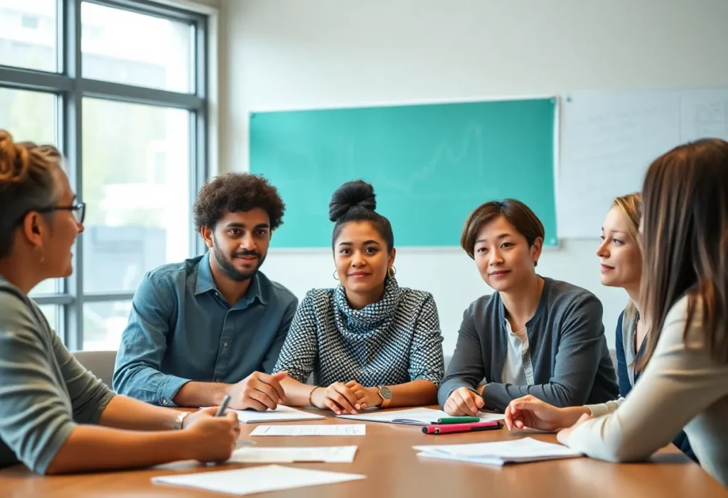 Educators in a meeting discussing initiatives for improving education